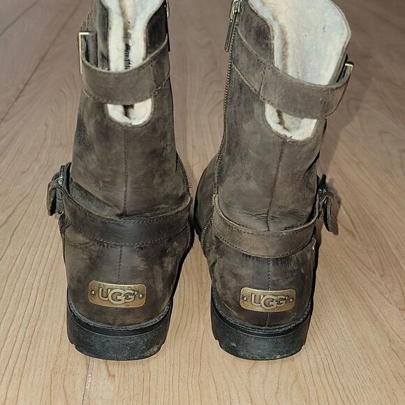 UGG BROWN GRANDLE WATERPROOF LEATHER BOOTS, SIZE 7 S/N 1003579 - Picture 4 of 16